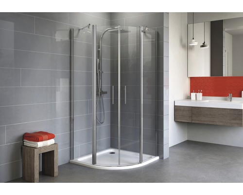 SCHULTE Douchecabine kwartrond Alexa Style 2.0 80x80 cm chroom Moderne badkamer met douchecabine, wastafel en grijze tegels