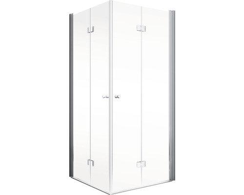 Hoekdouche met heldere glazen deuren en frame