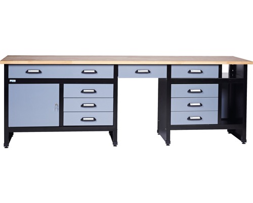 KÜPPER Werkbank 240 cm zilver-zwart (1 deur, 9 laden) KÜPPER Werkbank 240 cm zilver-zwart (1 deur, 9 laden)