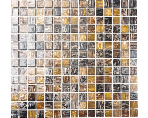 Mozaïektegel glas GS 505254 bruin mix 30,5x33 cm Mozaïektegelpatroon met vierkante glastegels