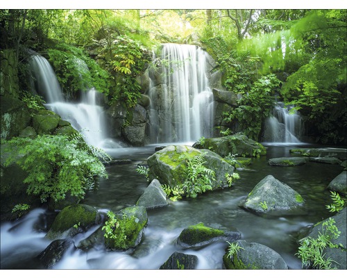 PURE LIVING Schilderij canvas Forest & Waterfall I 57x77 cm