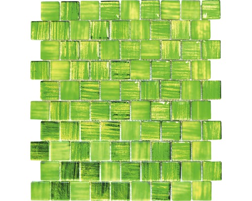 Glasmozaïek XCM CF83 groen 28,6x31,8 cm Groene glazen mozaïektegel