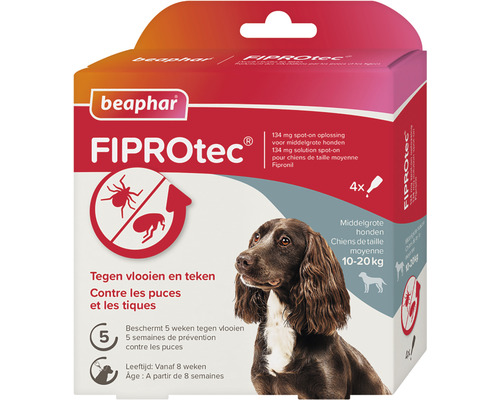 BEAPHAR Fiprotec Anti vlooien- en tekenmiddel Hond 10 -20 kg, 4 pipetten-0
