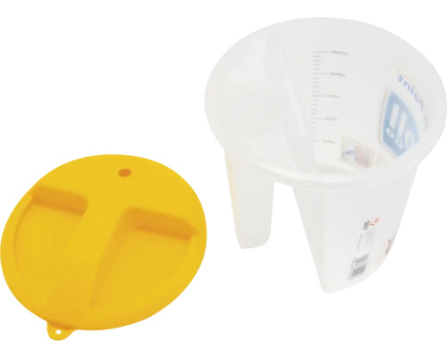Plastic emmer met geel deksel voor verf en lak