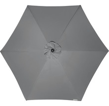 Aanzicht van een grijze parasol van onderen