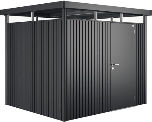 BIOHORT Berging HighLine H3 standaarddeur donkergrijs metallic 254x214 cm Metalen tuinhuis met deur voor buiten