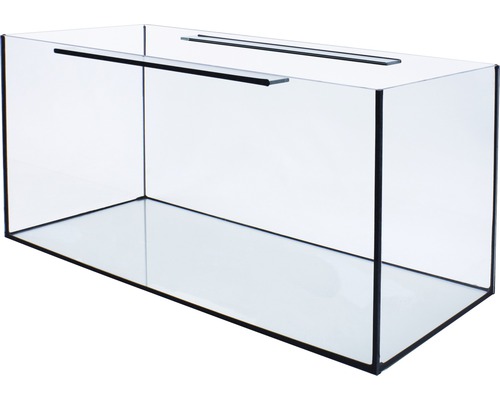 Leeg rechthoekig glazen aquarium met afdekking