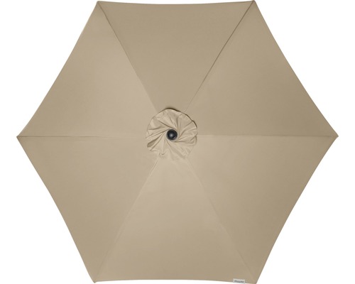 Bovenaanzicht van een zeshoekige parasol