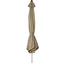 Gesloten tuinzonne parasol met beige doek en witte paal