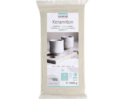 GLOREX Keramiton boetseerklei wit 1000 gram Keramische modelleerklei in een verpakking van 1000 gram