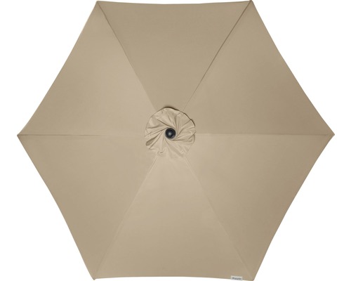Bovenaanzicht van een parasol met zes banen