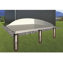 Illustratie van een tuinhuis op een fundering met schroeffunderingen