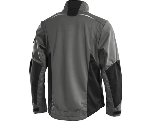 Grijze werkjas met lange mouwen, achteraanzicht