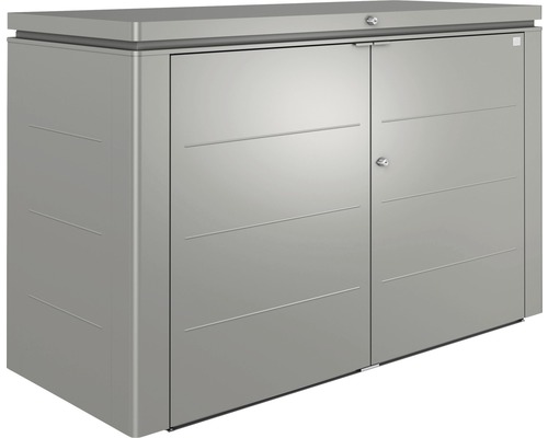 BIOHORT Berging Highboard formaat 200 kwartsgrijs-metallic 200x84x127 cm Metalen tuinkast met twee deuren en horizontaal lijnontwerp