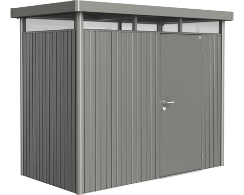 BIOHORT Berging HighLine H1 enkele deur kwartsgrijs-metallic 275x155 cm Metalen gereedschapsschuur met deur