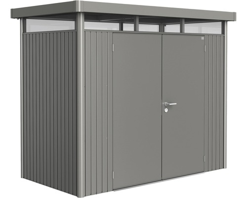 BIOHORT Berging HighLine H1 dubbele deur kwartsgrijs-metallic 275x155 cm Metalen gereedschapsschuur met dubbele deur