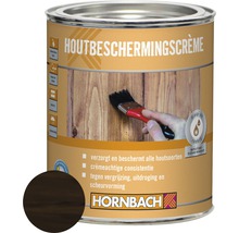 Blik houtbeschermingscrème met kleurvoorbeeld en kwast