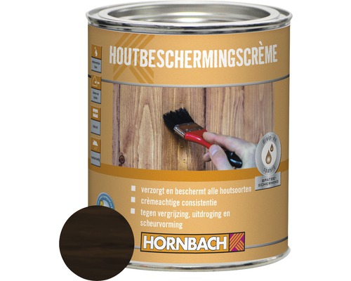 HORNBACH Houtbeschermingscrème palissander 750 ml Blik houtbeschermingscrème met kleurvoorbeeld en kwast