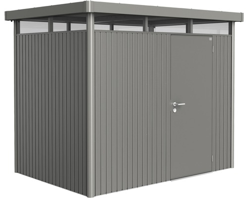 BIOHORT Berging HighLine H2 enkele deur kwartsgrijs-metallic 275x195 cm Metalen gereedschapsschuur met deur