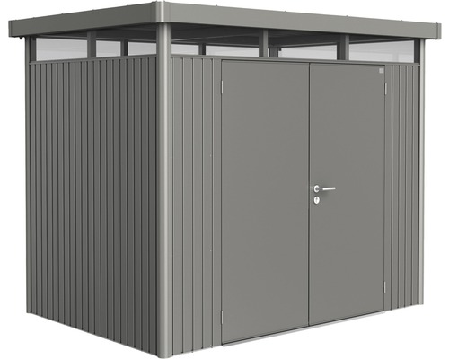 BIOHORT Berging HighLine H2 dubbele deur kwartsgrijs-metallic 275x195 cm Metalen tuinhuis met dubbele deur