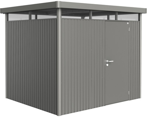 BIOHORT Berging HighLine H3 enkele deur kwartsgrijs-metallic 275x235 cm Metalen gereedschapsschuur met deur
