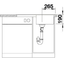 Technische tekening van een gootsteen met maatvoering
