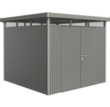 Metalen tuinhuis met dubbele deur en bovenlicht