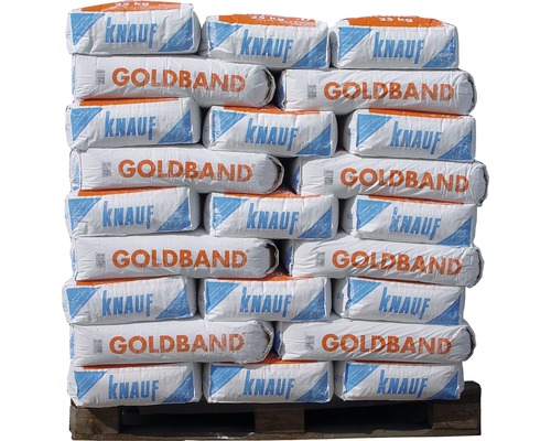 Pallet met zakken Knauf Goldband pleistermortel, 25 kilogram