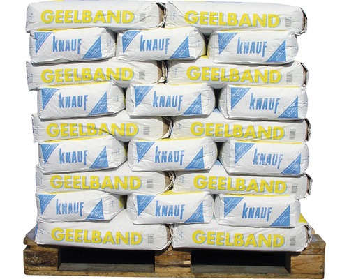 Pallet met zakken Knauf Geelband gips