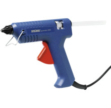 Lijmpistool met rode trekker en zwarte kabel