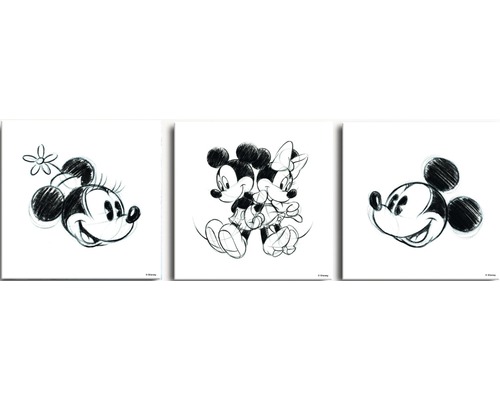 DISNEY Schilderij canvas Mickey and Minnie set van 3 stuks