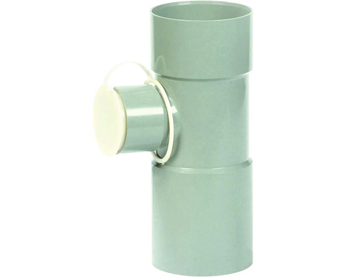 Grijs afvoerpijp T-stuk met reinigingsafsluiting