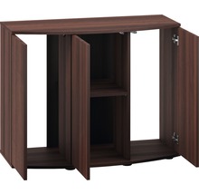 Aquariumonderkast met open deuren en planken