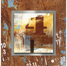 Abstract kunstwerk met het cijfer vier in een zilverkleurige lijst