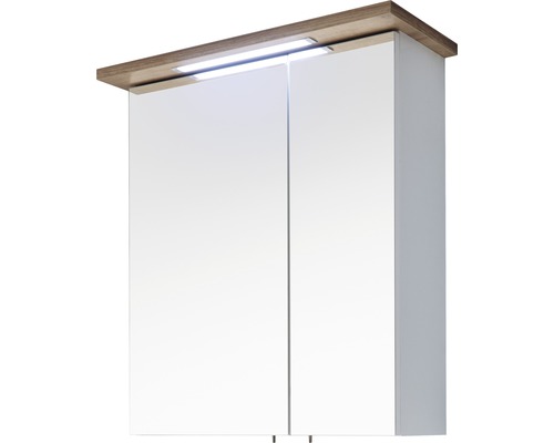 PELIPAL Spiegelkast Noventa met LED verlichting 60 cm wit hoogglans