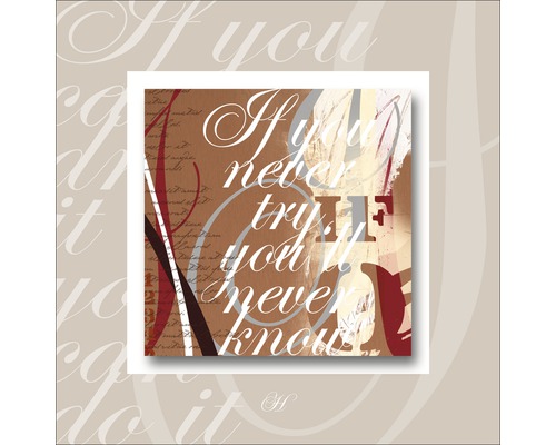 Decoratieve wanddecoratie met de tekst ''Als je het nooit probeert, zul je het nooit weten''