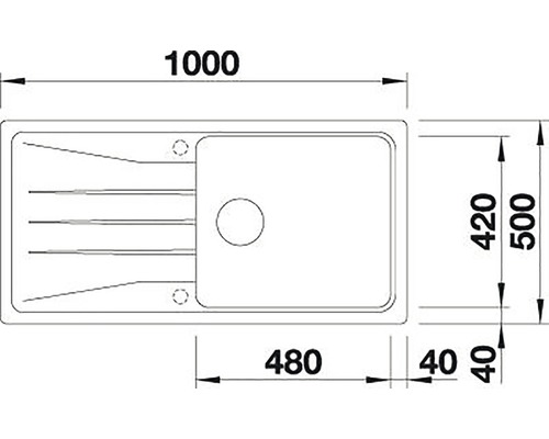 Technische tekening van een douchebak met afmetingen