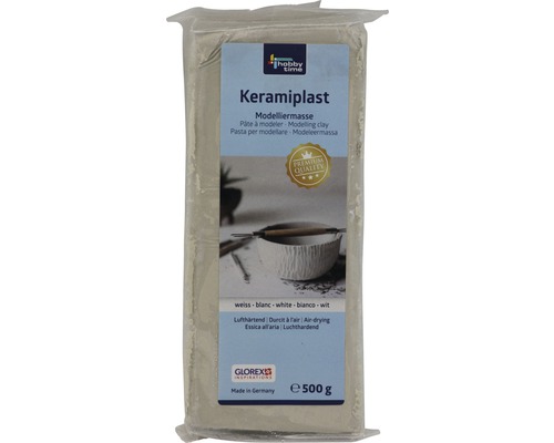 GLOREX Keramiplast boetseerklei 500 gram wit Keramiplast modelleermassa, 500 g, luchtdrogend