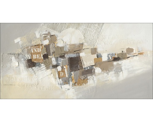 Abstract schilderij met verschillende texturen en inscripties