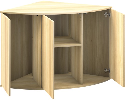 Hoekkast met drie deuren en een plank