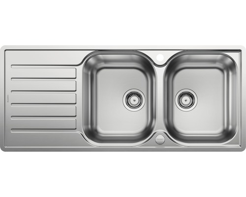 Roestvrijstalen spoelbak met twee bakken en afdruiprek