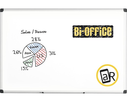 BI-OFFICE Whiteboard magnetisch met aluminium lijst wit 60x90 cm