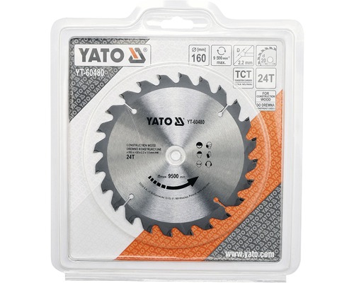 Yato cirkelzaagblad met een diameter van 160 millimeter in verpakking