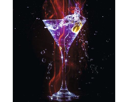 PURE LIVING Schilderij glas Cocktail On Black I 30x30 cm