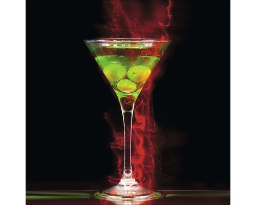 PURE LIVING Schilderij glas Cocktail On Black II 30x30 cm