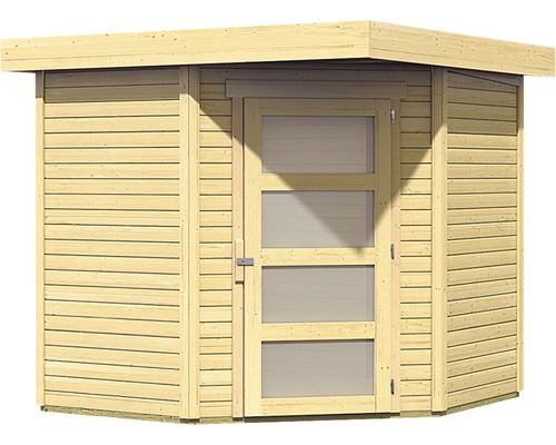 Houten tuinhuis met deur en ramen