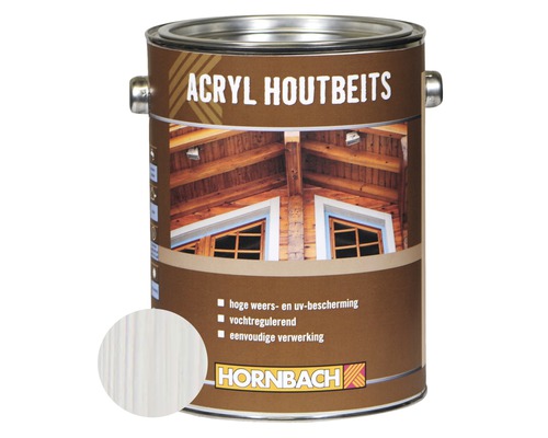 HORNBACH Acryl houtbeits semi-transparant wit 2,5 l