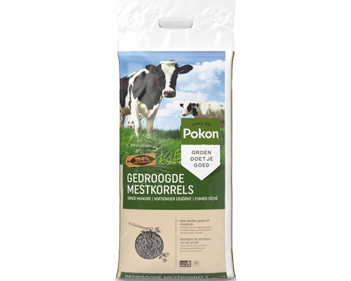 POKON Gedroogde mestkorrels koemestkorrels 10 kg Verpakking gedroogde mestkorrels van Pokon