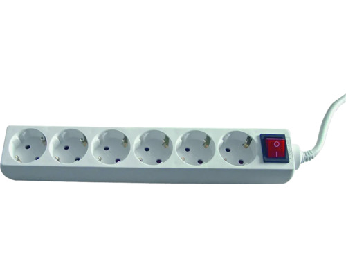 Stekkerdoos 6-voudig, met schakelaar, 3G1,5, wit, 1,4 m Stekkerdoos 6-voudig, met schakelaar, 3G1,5, wit, 1,4 m
