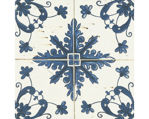 Decoratieve tegel met blauw bloemmotief